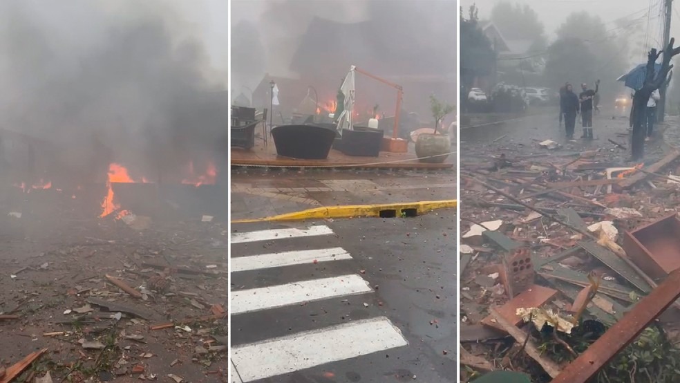 Avião cai em Gramado e atinge prédio, pousada e loja